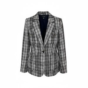 HALOGEN NAVY- BLACK LIBBIE TWEED BLAZER Size Medium EUC